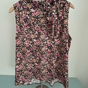 Ann Taylor Floral Sleeveless Women's Blouse - Brown and Pink